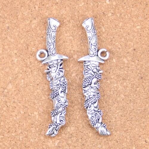 4pcs Charms samurai sword dagger 59x14mm Antique Pendants,Vintage Tibetan Silver Jewelry,DIY for bracelet necklace