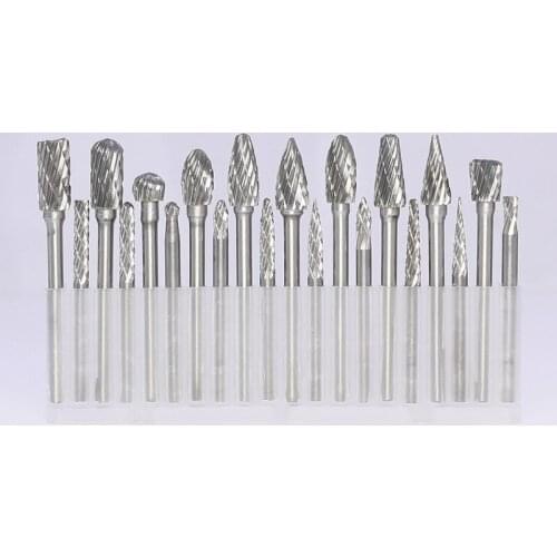 20pcs Rotary File Tungsten Carbide Burr Cylinder Shape Radius End Milling Cutter Single Double Cut Rotary Burr File