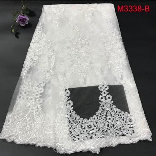 2020 African Beaded Tulle Lace Fabric High High Quality Lace Material Net French Embroidery Nigeria Lace Fabric M33382