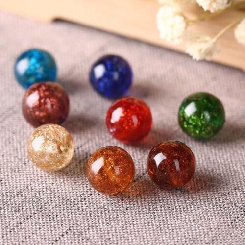 5pcs/lot 8mm 10mm 12mm Gold Foil Sand Glass Beads Lampwork Beads Multi Color Charm Beads DIY Bracelets Earrings Necklace Making