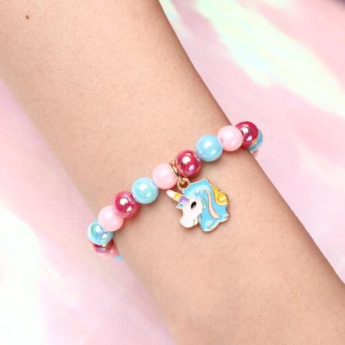 6Pcs Hybrid Beaded Bracelets Kids Girls Birthday Gifts Jewelry Set Cute Cartoon Mermaid Pendant Bracelet for Cosplay Accessories