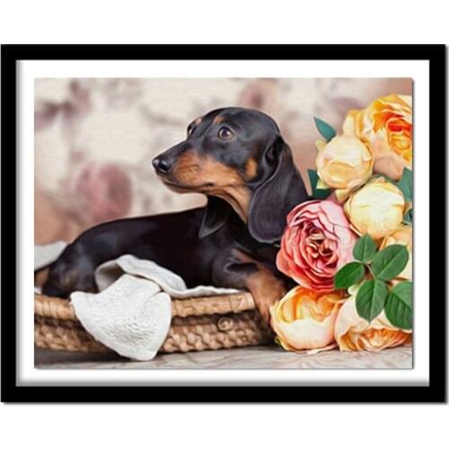 Diamond Animals Birthday Party Decorations Kids Full Square/Round Drill Resin Flowers 5D DIY Diamond Painting Dog