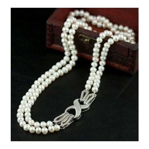 Noble jewelry huge 8-9mm AAA Freshwater natural white pearl pendant 925silver 17- 18inch