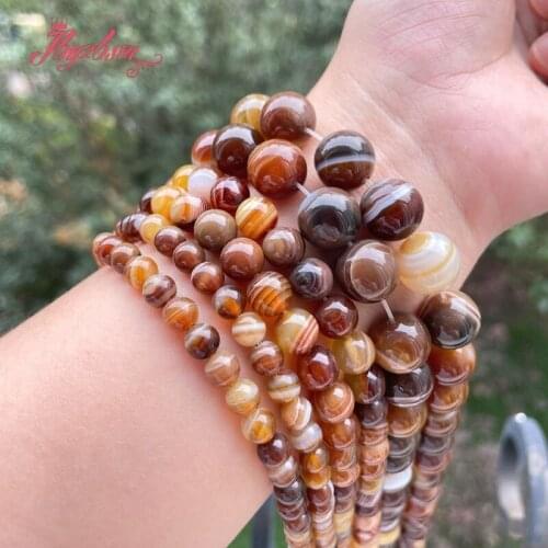 Natural Round Botswana sardonyx Agates Accessorries Stone Beads For DIY Necklace Bracelets Jewelry Making Strand 15" 6/8/10/12mm