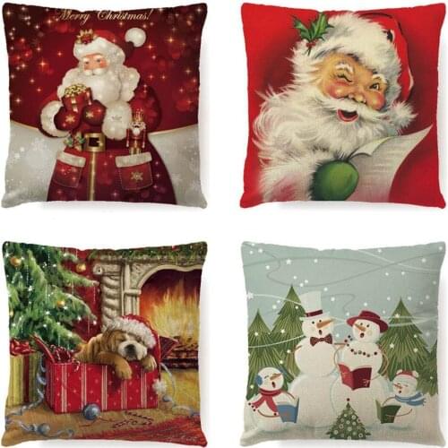 45x45cm Christmas Cushion Cover Decorative Sofa Pillow Cover Case Seat Car Home Decor Throw Pillowcase Christmas Decoration