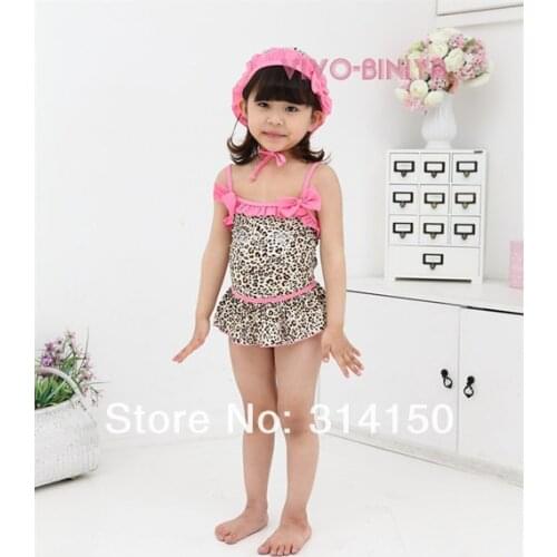 VIVOBINIYA Free Shipping Children Swimwear Baby Girl Leopard Bikini Swimsuit Kids Bathing Suit Baby 2pics Set Summer Clothing
