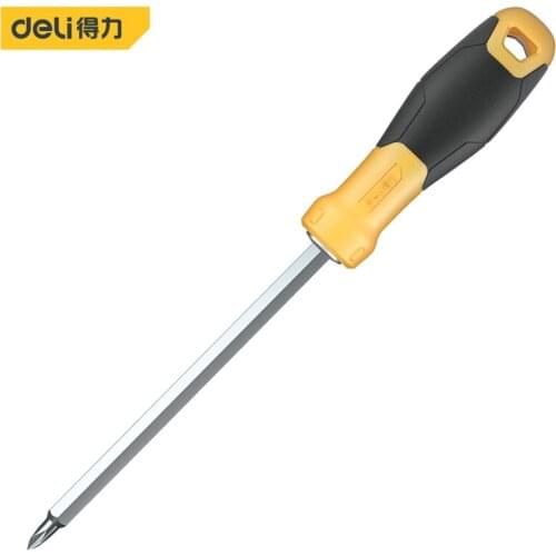 Deli Double-Use 2-in-1 Slotted/Phillips Screwdriver Removable Hand Tool Chrome Vanadium Steel Repair Tool Handle Screw Driver
