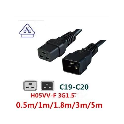 Free ship , IEC32 computer cable Power Cord Server PDU/UPS Power Cable C19 to C20 Male 16A/250V power supply cord 3X1.5mm