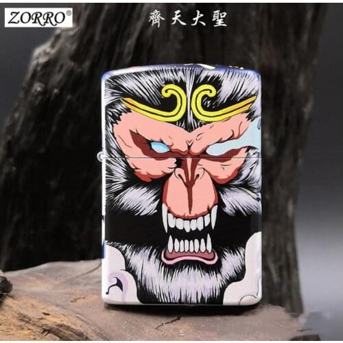 Creative Angry Monkey color printing Kerosene gasoline petroleum oil cigarette lighter men Retro Windproof Smoking igniter gift