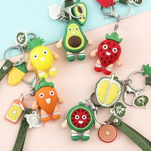 Creative Fruit Doll Keychain School Bag Pendant Couple Cartoon Metal Keychain Pendant Wholesale