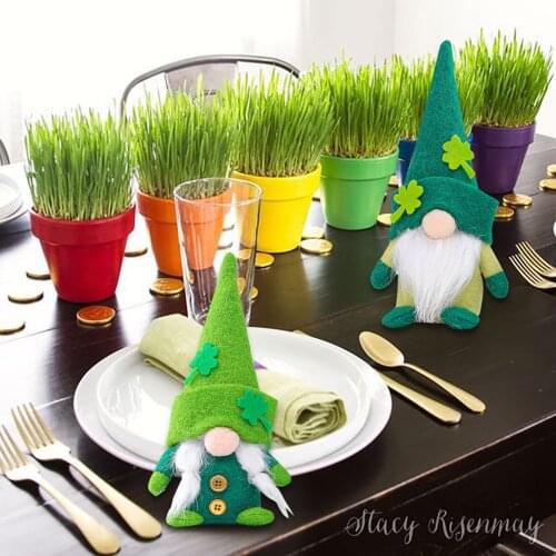 St Patricks Day Tomte Gnome Faceless Doll Irish Festival Lucky Clover Bunny Plush Dwarf St Patricks Day Easter Decor Gifts