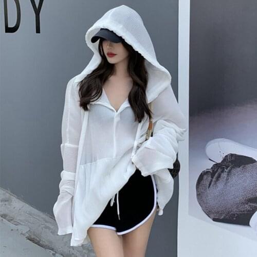 Harajuku Hooded Jacket Women Summer Autumn Streetwear Loose White Bomber Jacket Oversized Basic Coat Outerwear chaquetas mujer