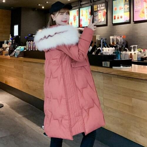 2019 New Fashion Warm Winter Jacket Women Big Fur Thick Female Long Jacket Hooded Coat Down Cotton Parkas Long Outerwear M331