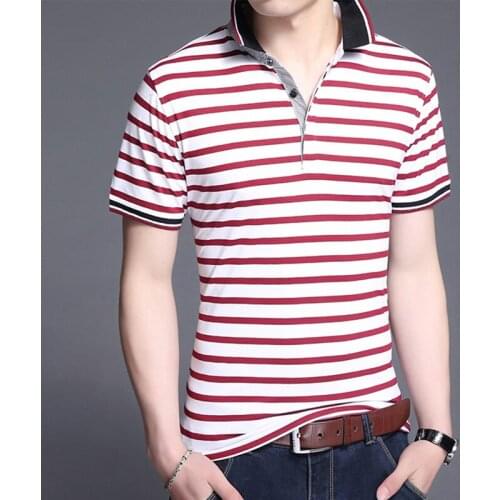Summer Slim Fit With Short Sleeve Top New Fashion Brands Shirts Poloshirt Mens Striped Grade Boys Casual Mens Clothing MCS107