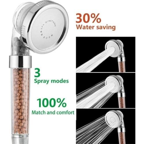 Bathroom hand shower head mineral stone anyo 3 Function Shower head High Pressure Water Saving Anion Stone Filter Shower headers