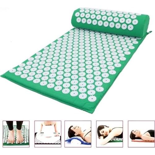 Massager (appro.67*42cm)Cushion Shakti Mat Acupressure Relieve Back Body Pain Spike Mat Acupuncture Massage Mat with Pillow
