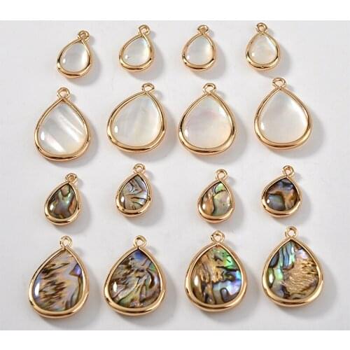 20pcs/lot color Imitation shell core geometry water drop copper floating locket charms diy jewelry earring/necklace accessory