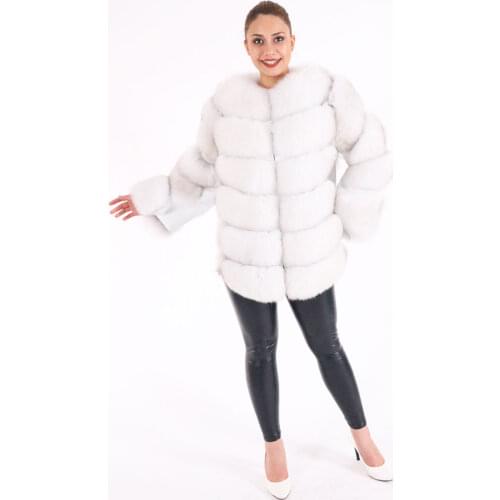 Fashion winter warm leather jacket natural fox fur real fox fur coat winter thick warm coat 2021 sleeve cutout, vest