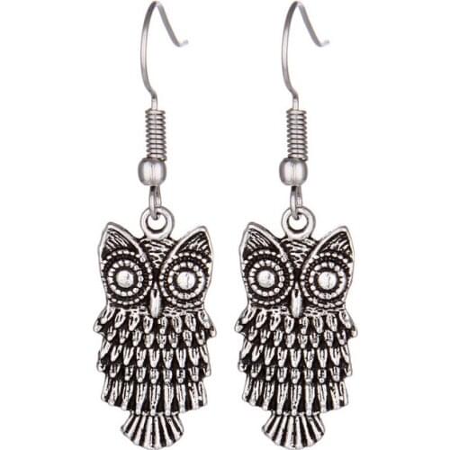 FASHION Cheap - fine Drop Earrings Vintage Alloy Owl Charms Pendant Dangle Drop Earrings Hooks Earrings Women C141