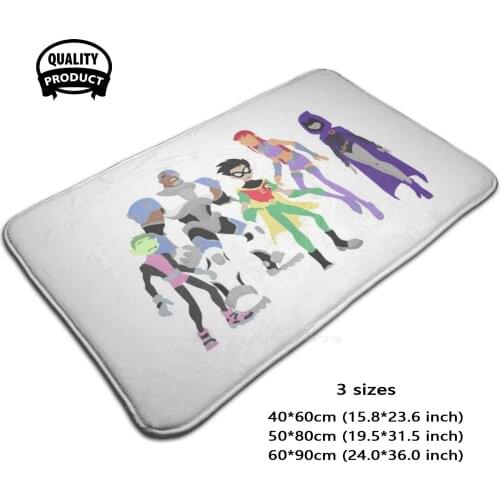 Soft House Family Anti-Slip Mat Rug Carpet Teen Raven Starfire Beastboy Robin Cyborg Color Red Orange Yellow Green Blue Purple