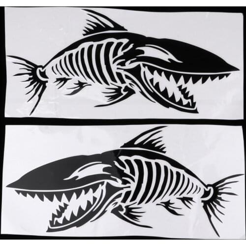 Set 2 Skeleton Fish Decal Stickers For Boat Jetski Surfboard Car Truck