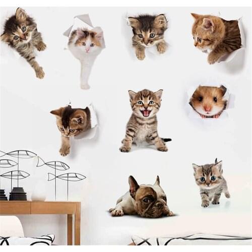 Wall Stickers 3D Cartoon PVC Toilet Wall Decor Waterproof Kitchen Refrigerator Stickers DIY Home Living Room Decoration