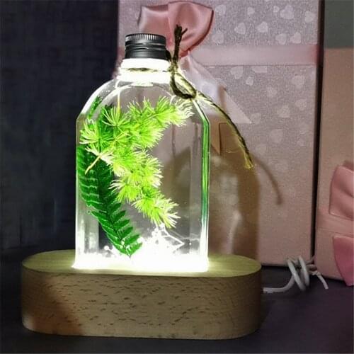 Ornament Plant Floating Flower Base With Bottle Gift Box Night Table Lamp Three-dimensional Bedroom Decor Room Lights Mood Light