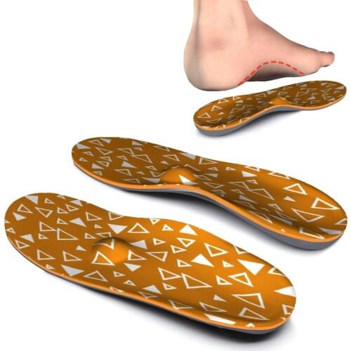 Memory Foam Brown Printing Orthotic High Arch Support Shoe Inserted Insoles for Men and Women Feet Pain Orthopedic Insole