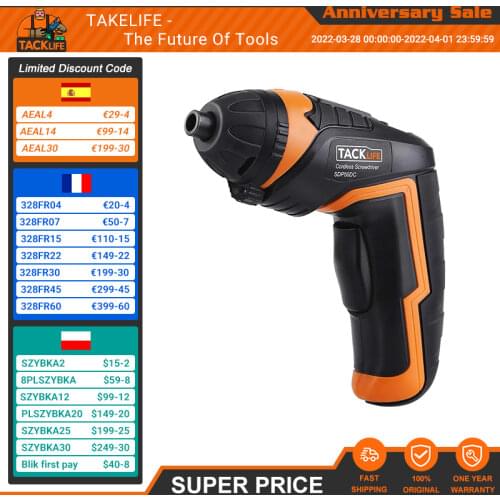 TACKLIFE SDP50DC Cordless Screwdriver Electric Rechargeable Screwdriver 30pcs Driver Bits 1pcs Extension Bit Power Tools