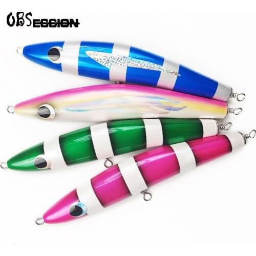 OBSESSION Trolling Lure 110g 25cm Topwater Wooden Lure Deep Sea Pencil Bait for Tuna Stickbait GT Surface Saltwater Fishing Bait
