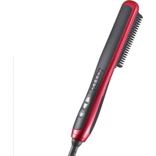 Dropshipping Hair Straightener Durable Electric Straight Hair Comb Brush LCD Heated Ceramic Hair Beard Straightening Brush