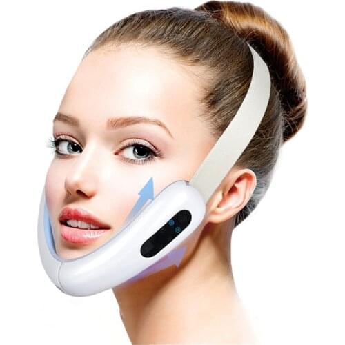 RF Microcurrent V Face Shaping Facial Massager Hot Compress Therapy V Line Face Slimming Device V Shape Double Chin Firm Lift Up