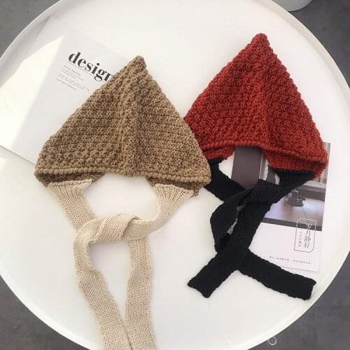 Winter Womens Novelty Hat Fashion Japanese Ins Soft Sister Cute Color Matching Ear Protection Hat Autumn and Winter Knitted Hat