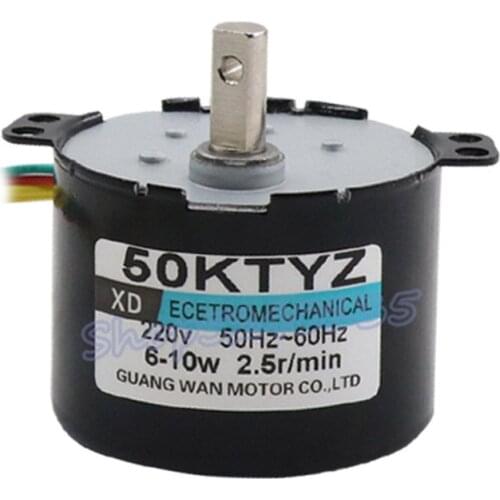 50KTYZ Permanent Magnet Synchronous Motor AC 220V 1/2.5/5/10/20/30/50rpm Micro Motor Positive Negative Gear Reduction