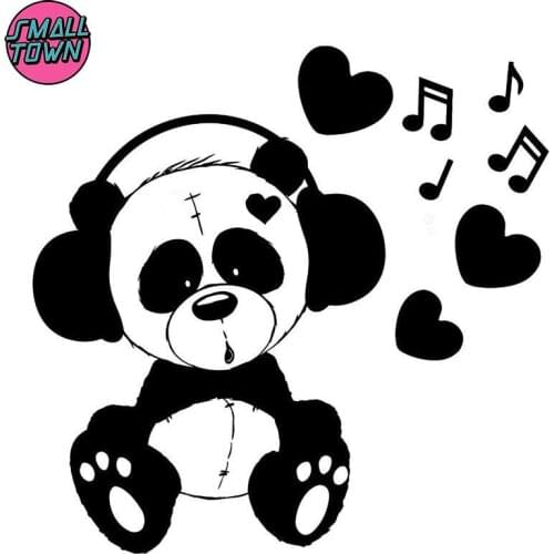 Small Town 14.4cm*14.2cm Panda Toys Fashion Stickers Car Styling Vinyl Decal Black/Silver S3-6027