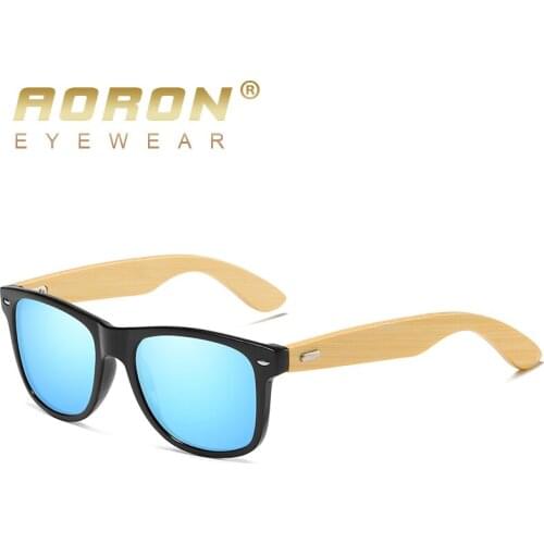 AORON Square Bamboo Leg Wood Mens Polarized Sunglasses Men Women Sun Glasses UV400 Eyeglasses 2140