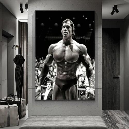 Modern Canvas Painting Arnold Schwarzenegger Bodybuilding Posters Motivational Quote Art Fitness Inspirational Wall Art Picture