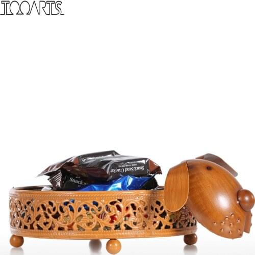 Tooarts Puppy Storage Plate Iron Sculpture Animal Figurine Creative Storage Box Ornament Craft Gift Home Decoration Accessories