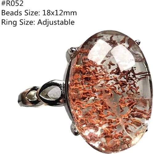 Top Natural Ghost Phantom Quartz Ring Jewelry For Woman Man Luck Gift Crystal Garden Oval Beads Gemstone Adjustable Ring AAAAA