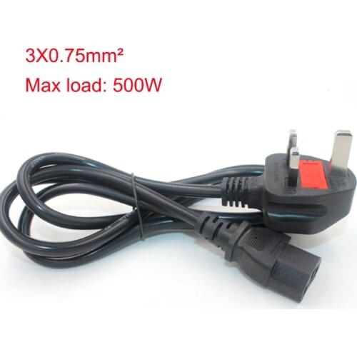 UK Power Extension Cable Cord British Supply Cable Lead UK Plug To IEC C5/C13 For PC Computer Monitor Printer TV load 500W