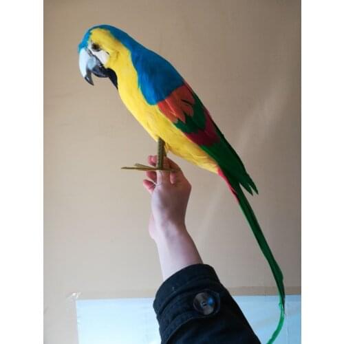Foam&feathers simulation parrot large 60cm blue&green feathers parrot hard model prop.home garden decoration Xmas gift w0811