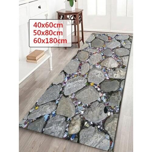 WUJIE Fashion Simulated Pebble Printed Carpet Doormat Kitchen Mat Anti-slip Modern Area Rugs Alfombra Para Piso Cocina Floor Mat