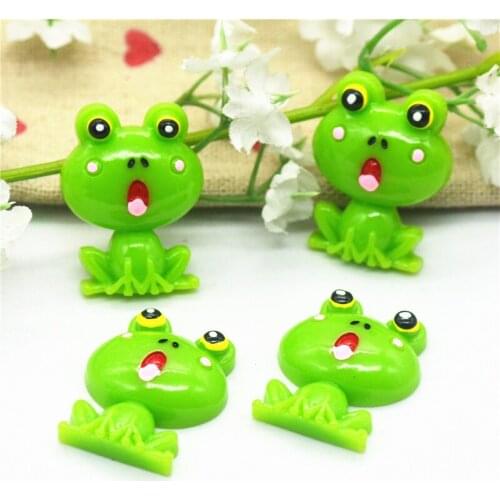 10PCS 21mmX28 Cute Resin Green Big-Eye Frog Cabochons|Resin Frog Scrapbooking Embellishments|Hair Bow Center Accessories