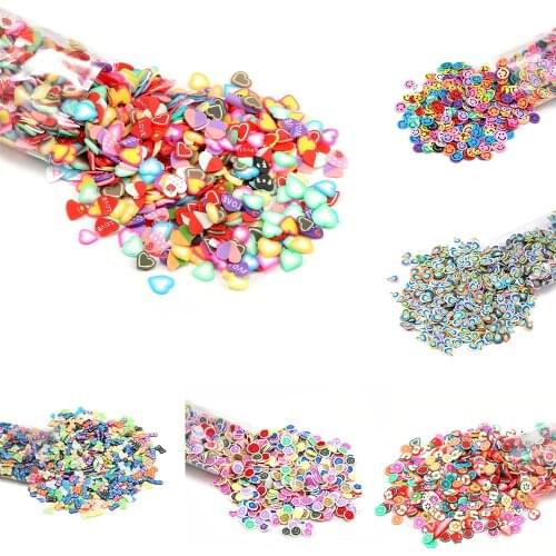 1000pcs Clay Resin Filling Fruit Flowers Pattern Colorful Mixed Filler For Epoxy Resin Jewelry Maing Nail Art Decoration Finding