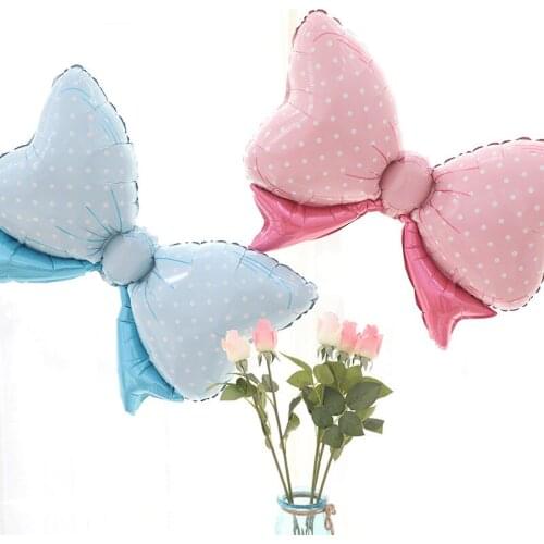 2PCS/pack Bowknot Aluminum Film Balloon Party Decorations Birthday Decorations For Home Blue And Pink Bow-knot Balloon