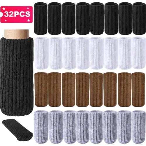 32PCS Knitted Chair Leg Socks Furniture Table Feet Leg Floor Protectors Covers