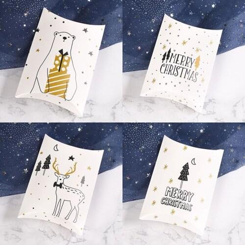 5pcs/lot Christmas Tree Deer Candy Gift Boxes Guests Paper Packaging Boxes Gift Bag Merry Christmas Party New Year Favors Decor