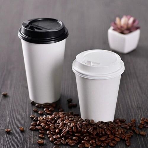 50pcs High quality white disposable coffee cup 8oz 250ml small thickened paper cup hot drink takeaway packaging cup with lid