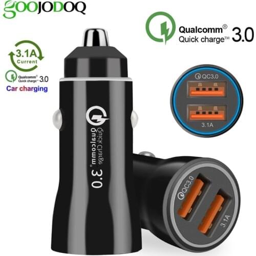 3.0 Dual Fast USB Car Charger For Xiaomi Car Charger Quick Charge 3.0+3.1A Car UCB For Samsung Huawei iphone 7 8 X XR XMAX
