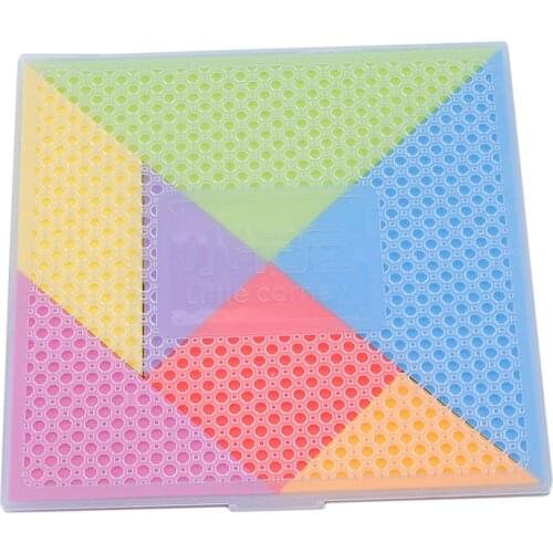 Children Jigsaw Puzzle Rainbow Color 18.4*18.4cm Plastic Tangram DIY Brain Puzzle Kid Learning Education Puzzles Toy